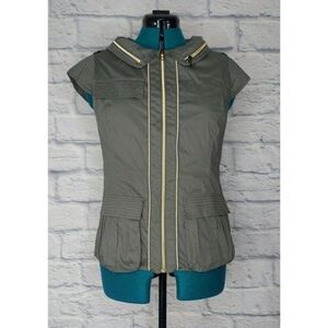 Shin Choi Olive Green Zip Up Front hooded office academia jacket Sz Small